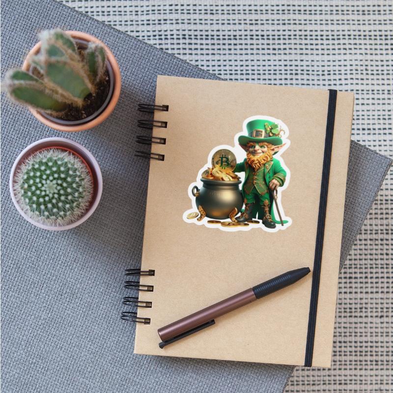 Lucky Leprechaun with Bitcoin Pot