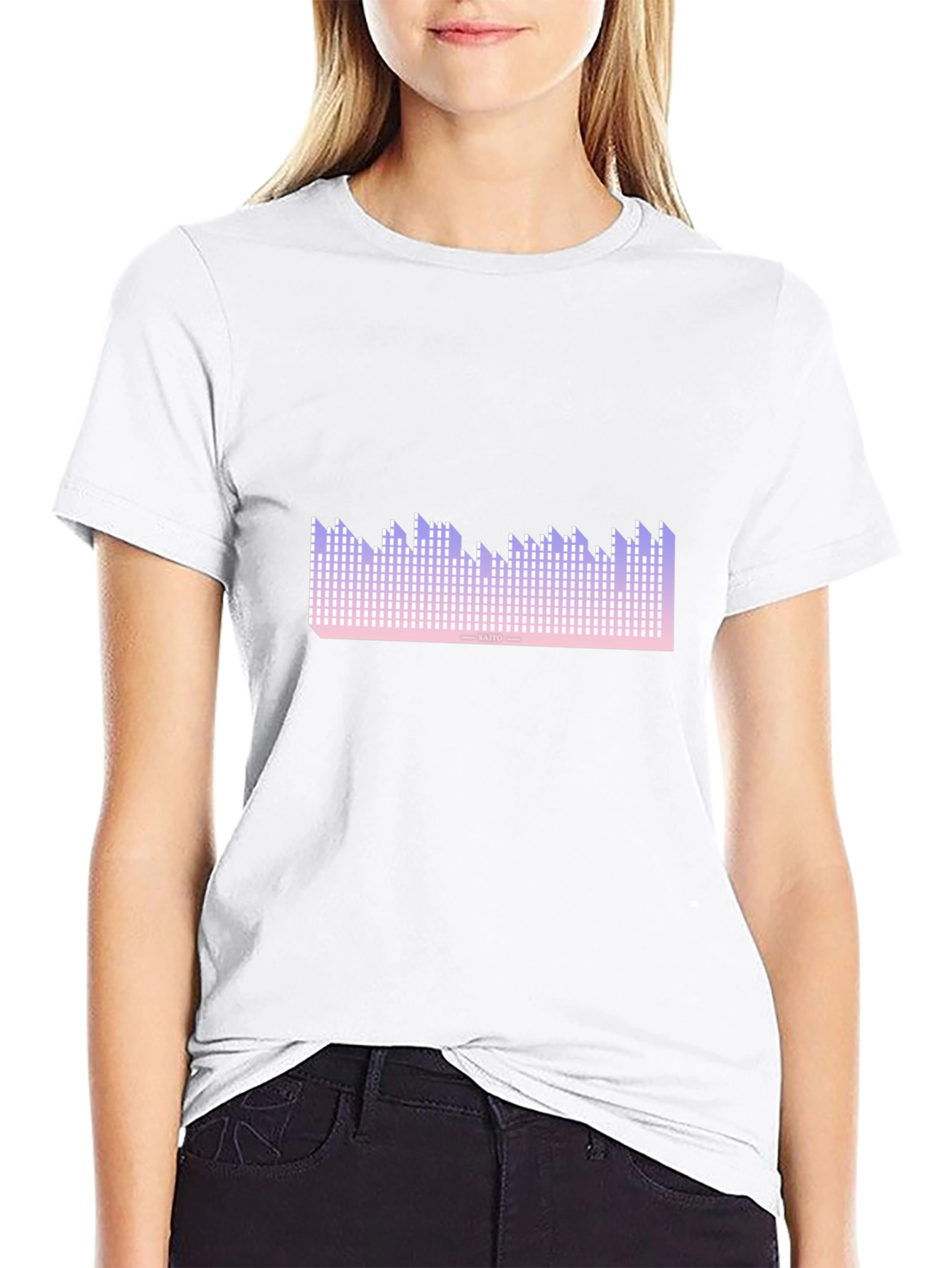 Pixel Wave Graphic Tee - Trendy Design
