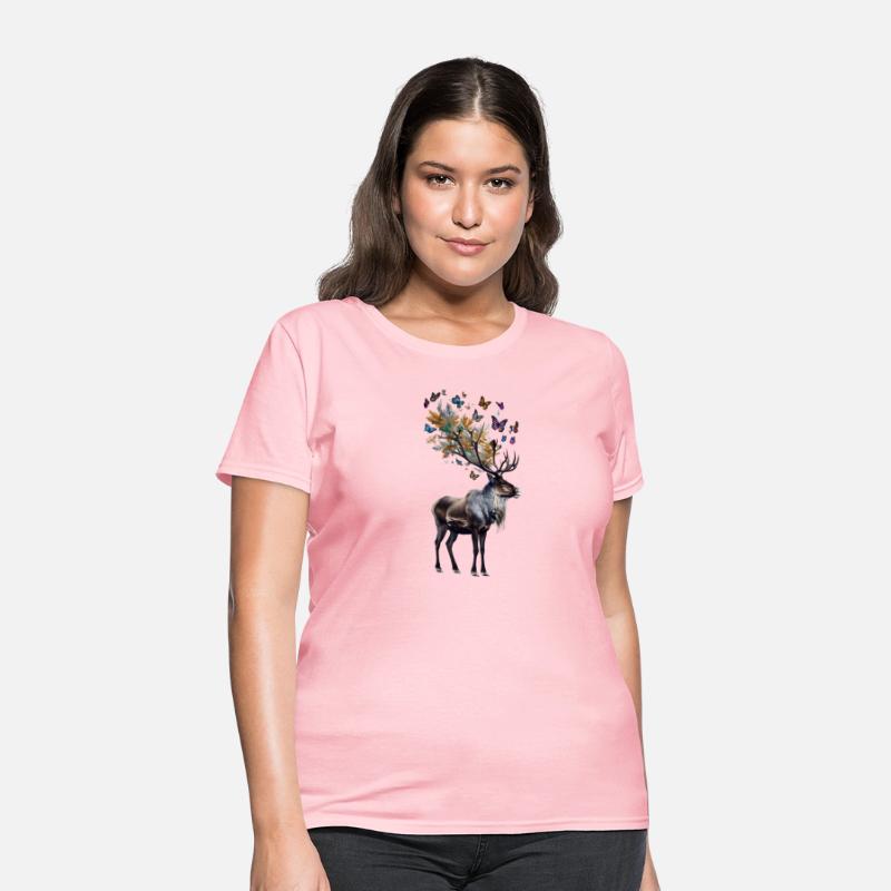 Majestic Reindeer and Colorful Butterflies