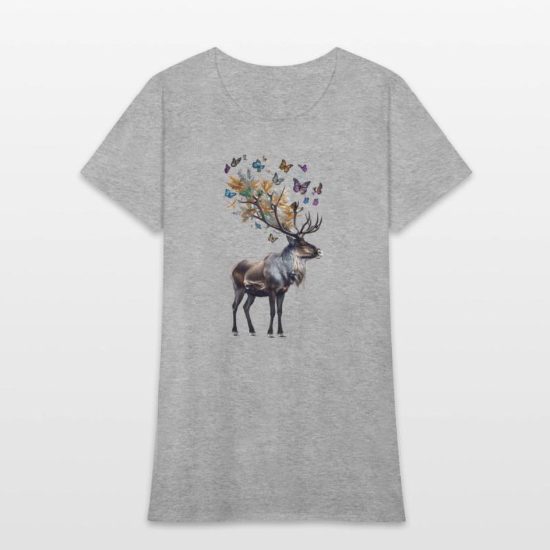 Majestic Reindeer and Colorful Butterflies