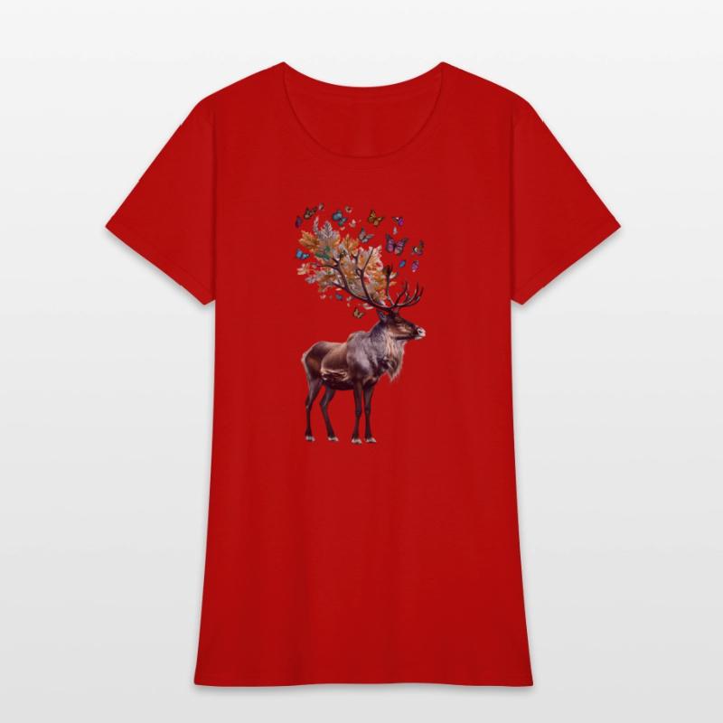 Majestic Reindeer and Colorful Butterflies