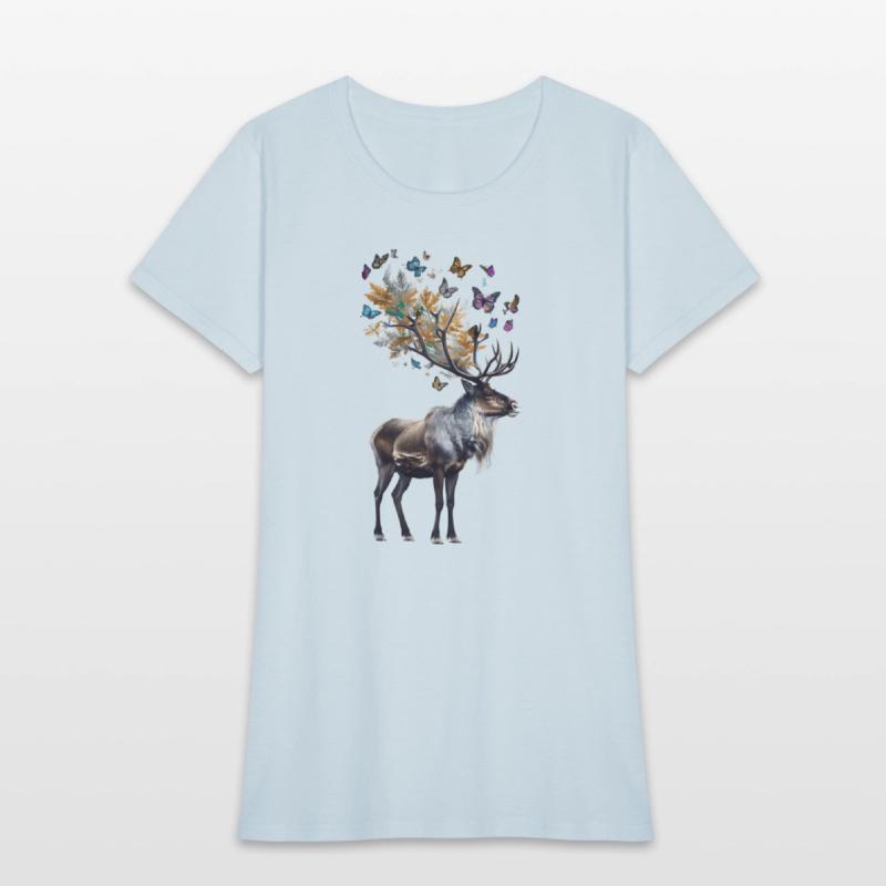 Majestic Reindeer and Colorful Butterflies