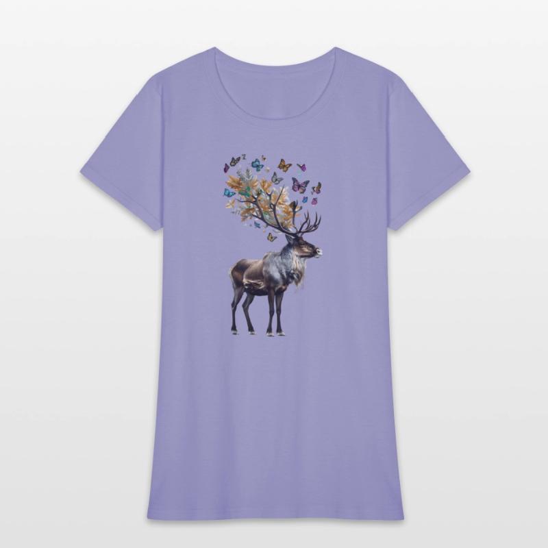 Majestic Reindeer and Colorful Butterflies