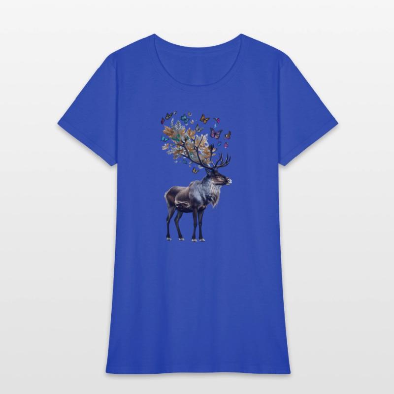 Majestic Reindeer and Colorful Butterflies