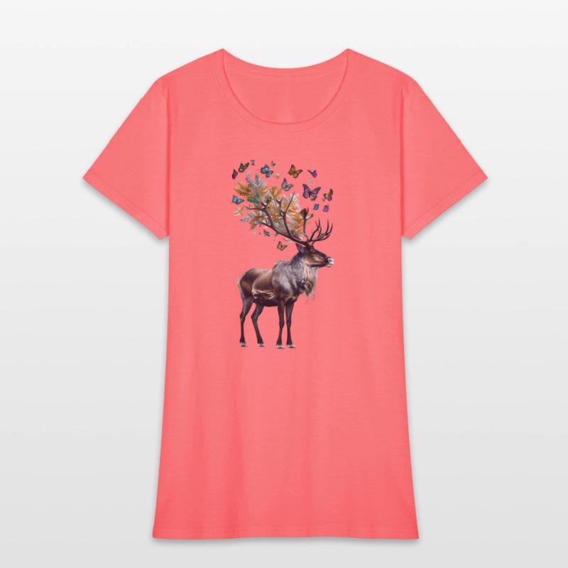 Majestic Reindeer and Colorful Butterflies