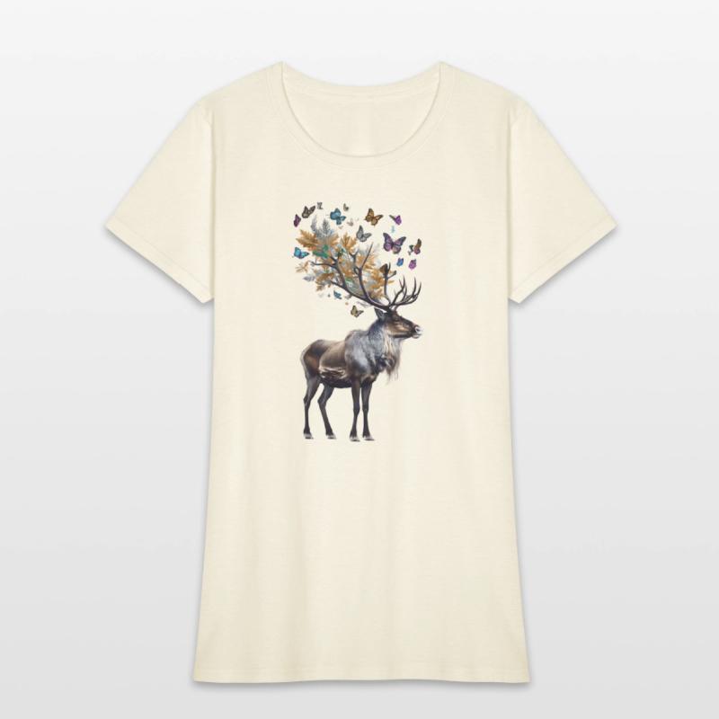 Majestic Reindeer and Colorful Butterflies