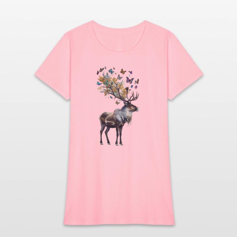 Majestic Reindeer and Colorful Butterflies
