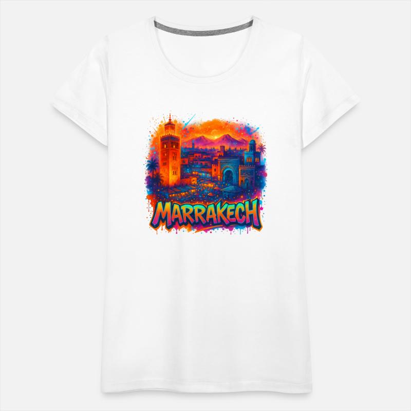 Marrakech Skyline Watercolor Art urban art