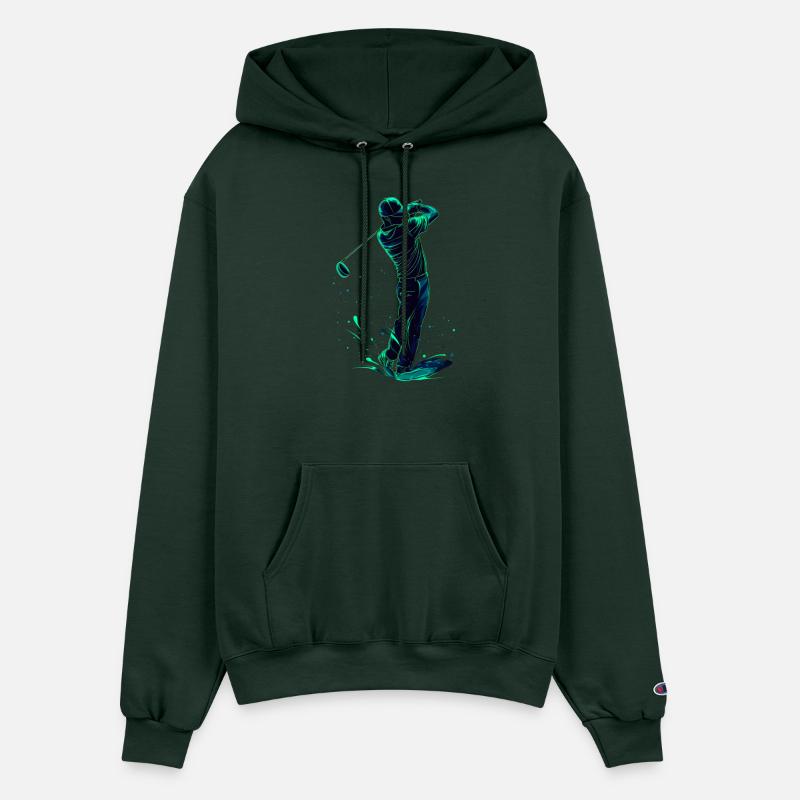 Minimalist Golfer Green Glow Silhouette