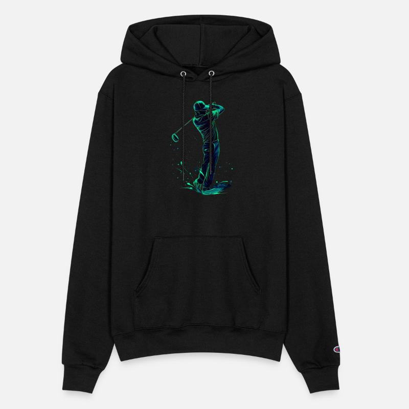 Minimalist Golfer Green Glow Silhouette