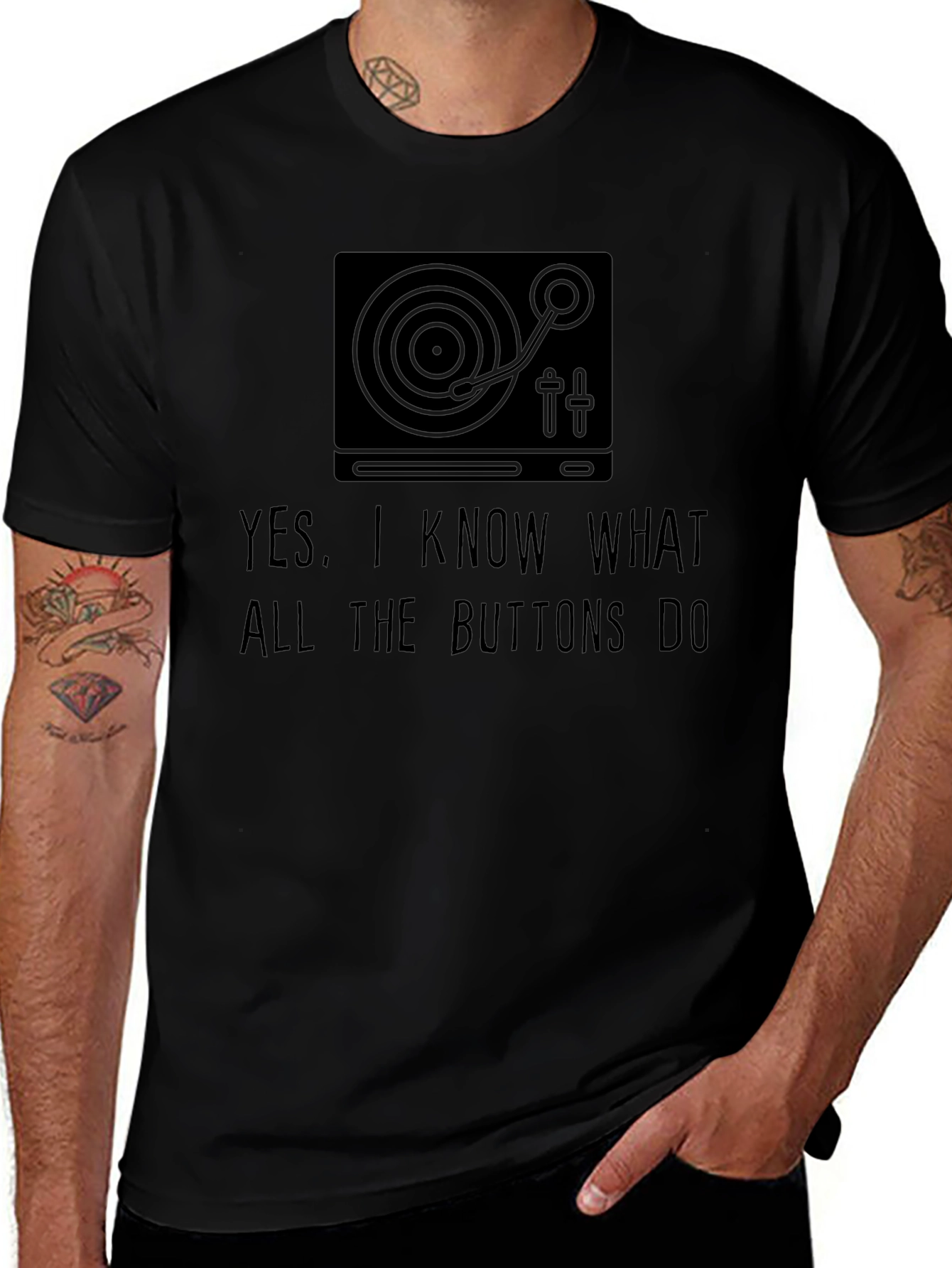 DJ Turntable Graphic Tee - I Know The Buttons