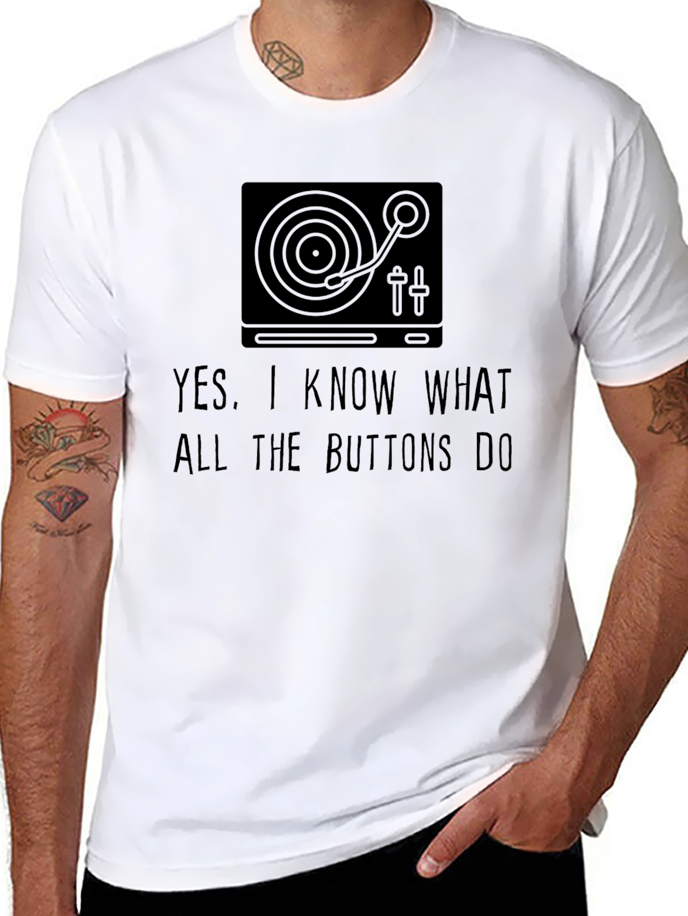 DJ Turntable Graphic Tee - I Know The Buttons