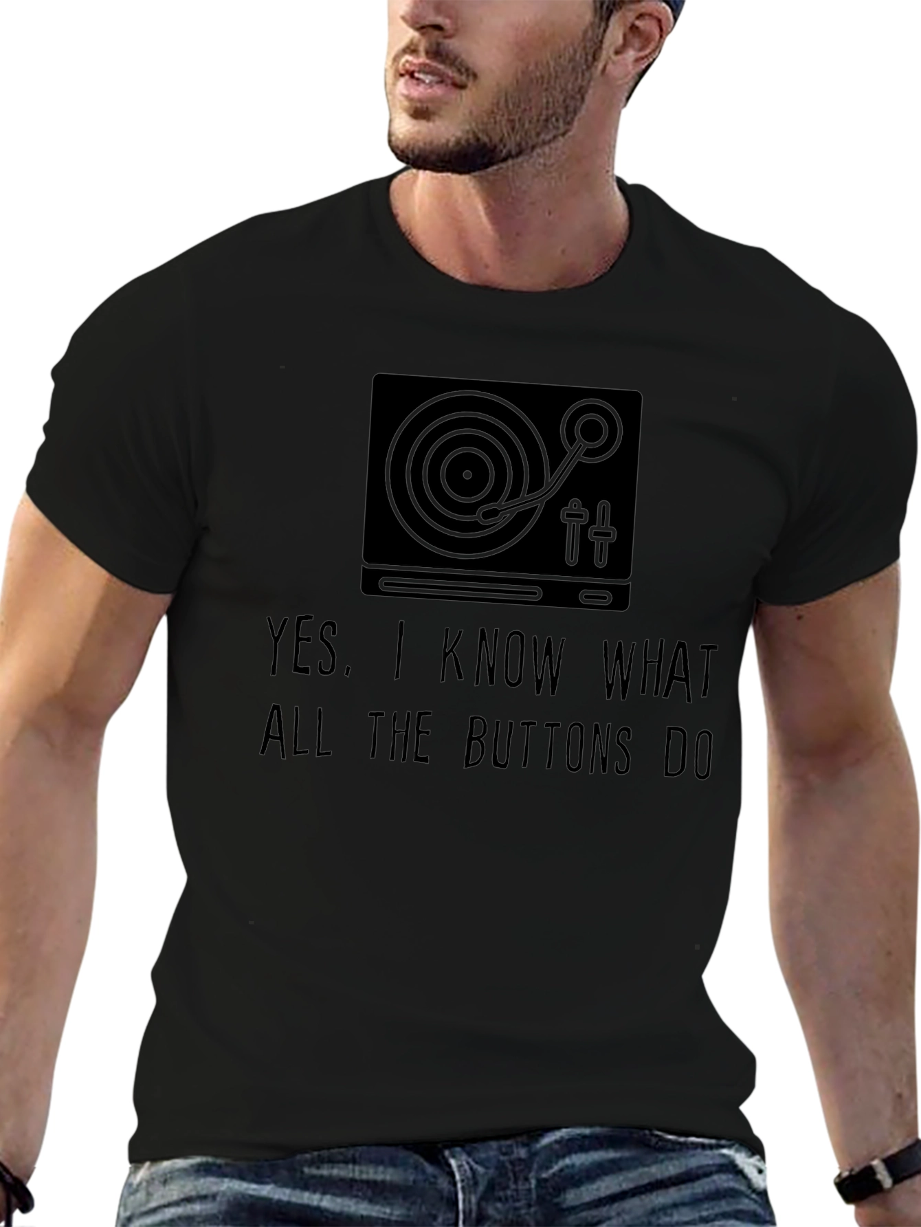 DJ Turntable Graphic Tee - I Know The Buttons