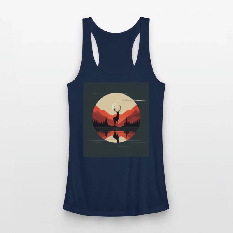 Moonlit Scenic Deer Reflection Design