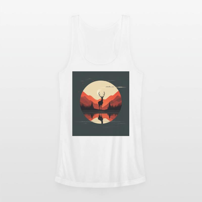 Moonlit Scenic Deer Reflection Design