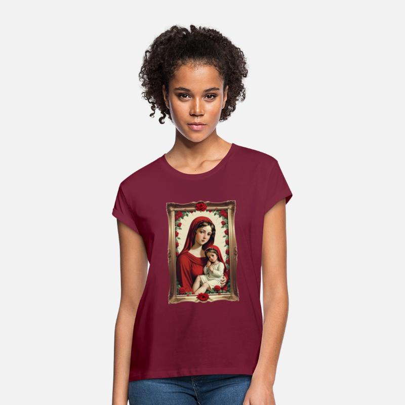 Mother Mary and Baby Jesus in a Frame with Roses