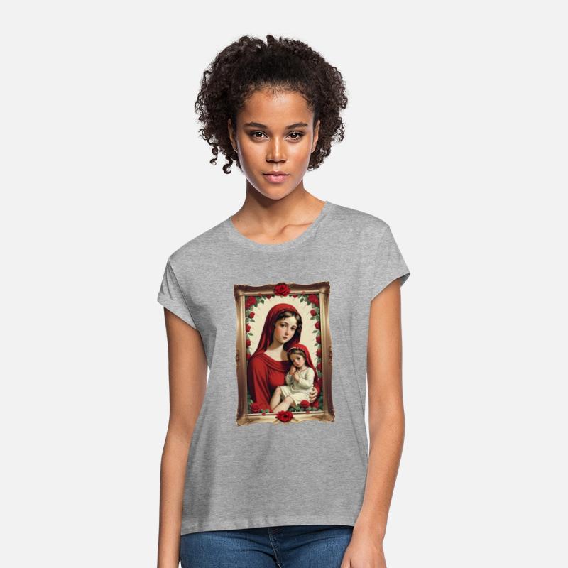 Mother Mary and Baby Jesus in a Frame with Roses