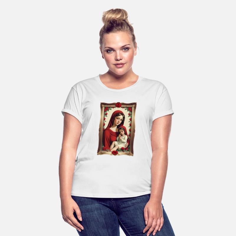 Mother Mary and Baby Jesus in a Frame with Roses