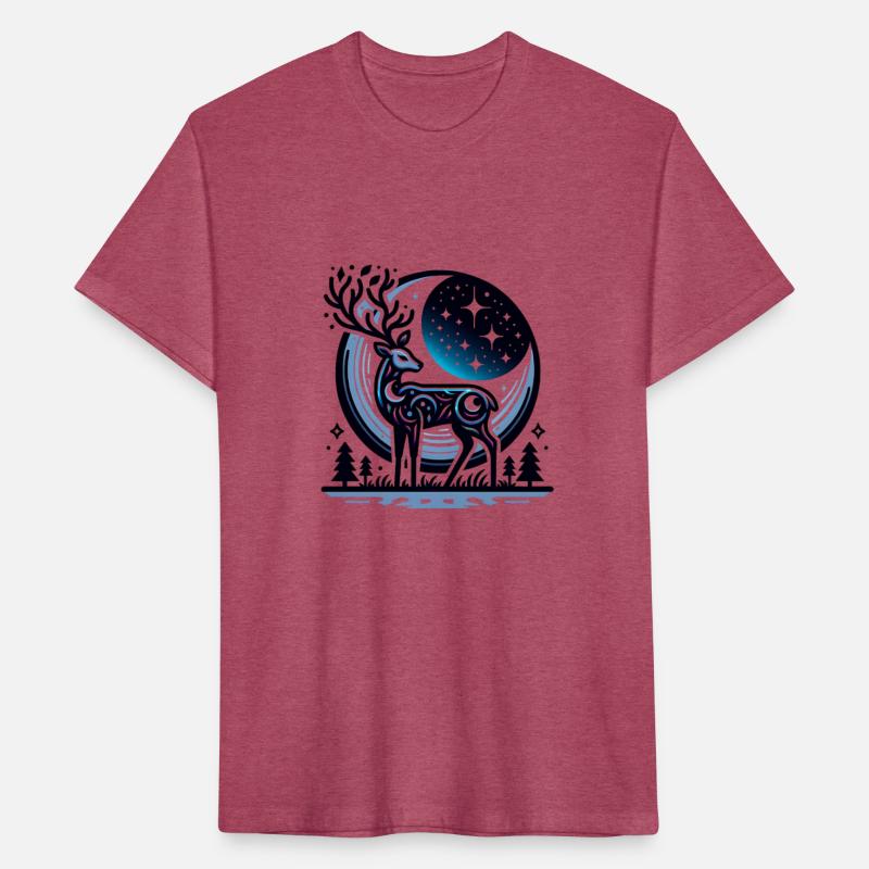 Mystical Night Sky Deer Artwork Under Starry Moon