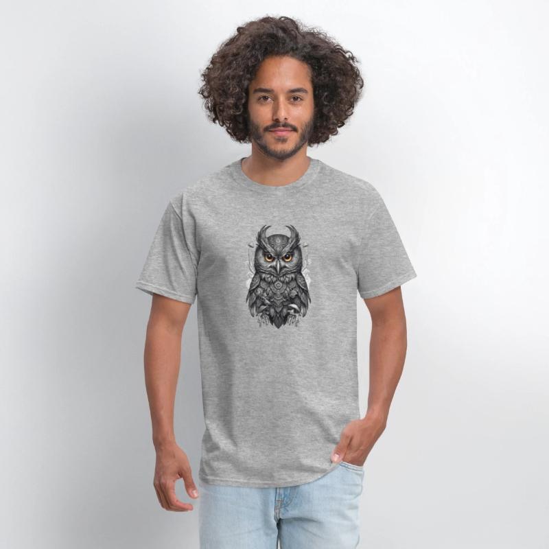mythic black and white mandala owl