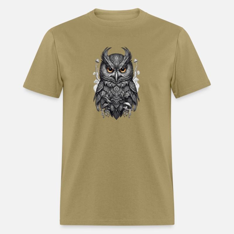 mythic black and white mandala owl
