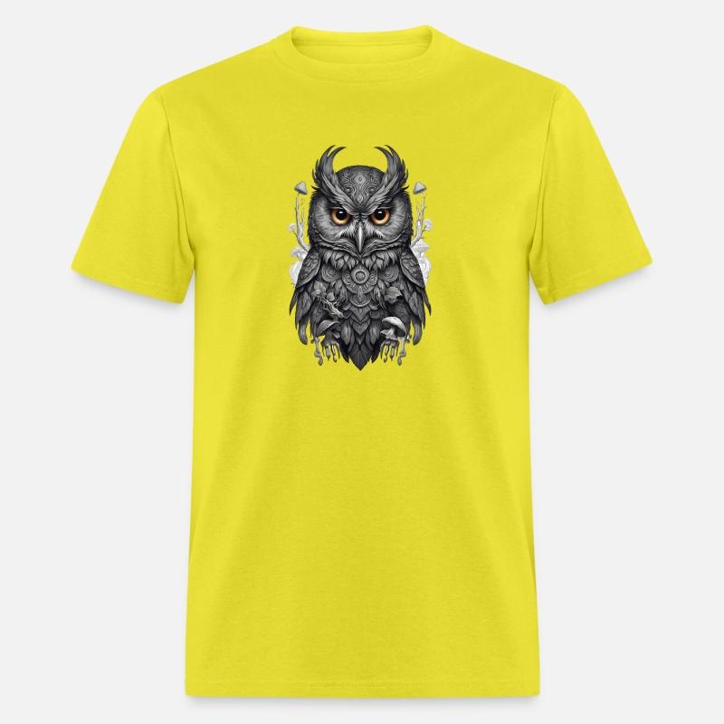 mythic black and white mandala owl