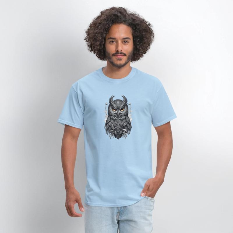 mythic black and white mandala owl