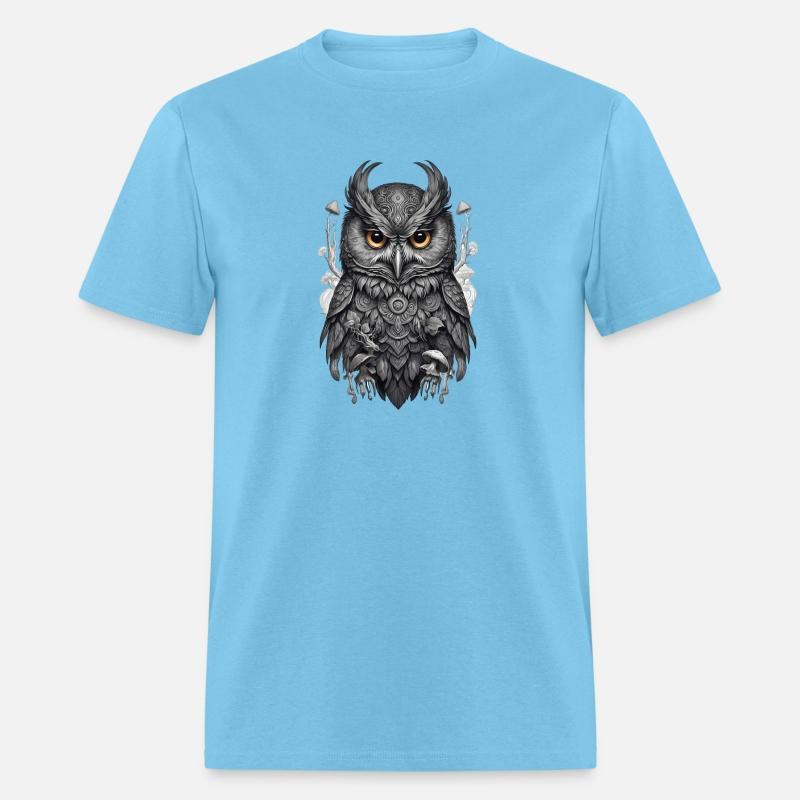 mythic black and white mandala owl