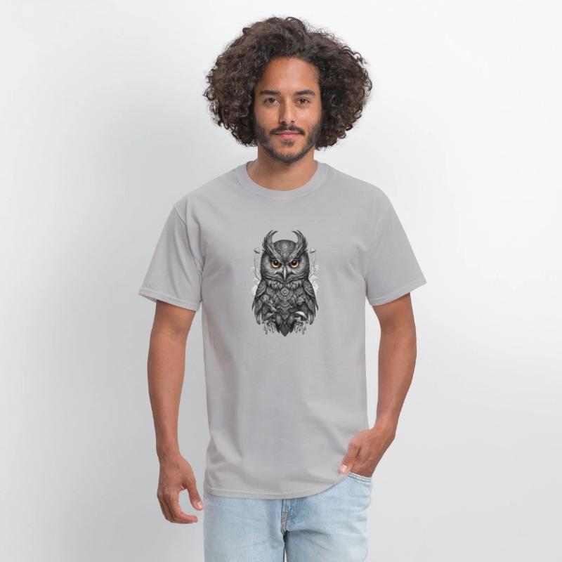 mythic black and white mandala owl
