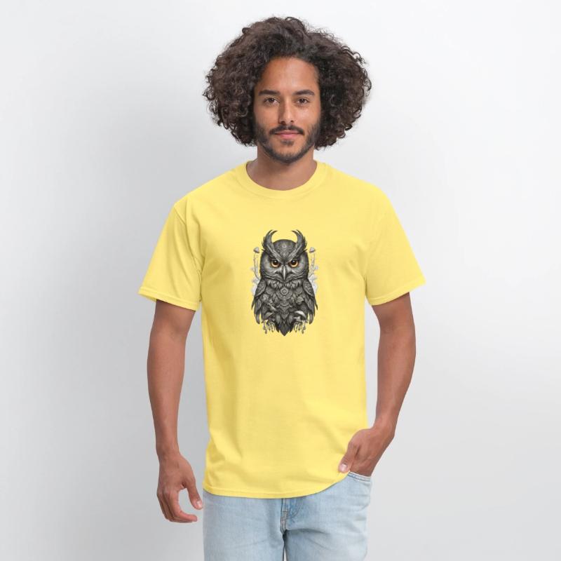 mythic black and white mandala owl