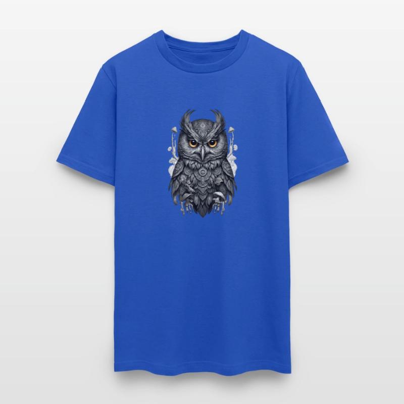 mythic black and white mandala owl