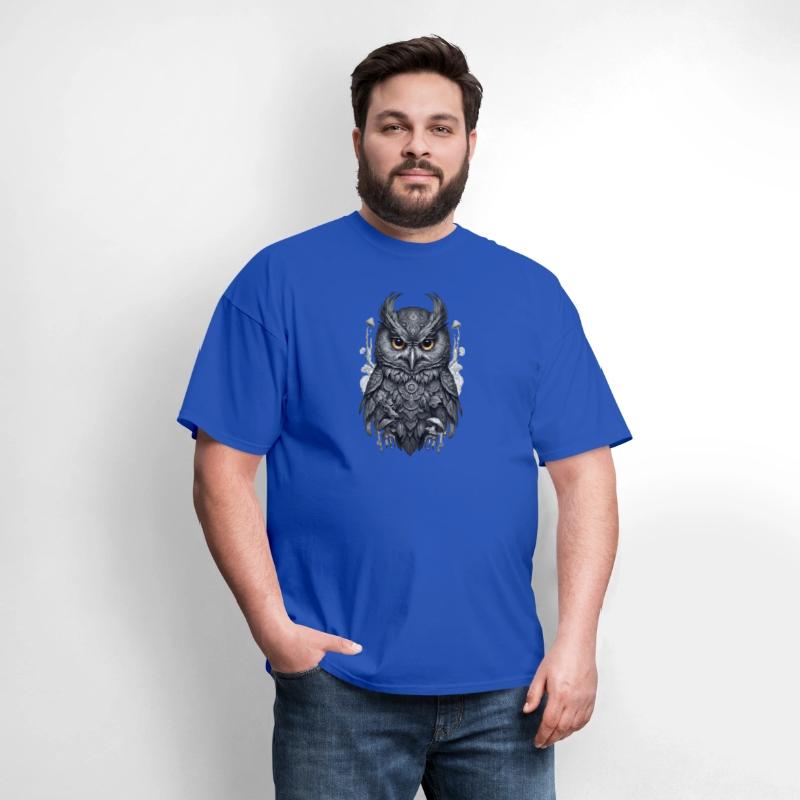 mythic black and white mandala owl