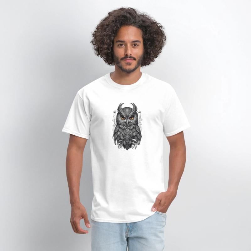 mythic black and white mandala owl