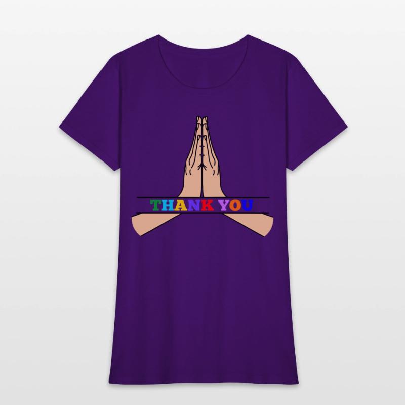 Namaste with colored text in recess 'THANK YOU'