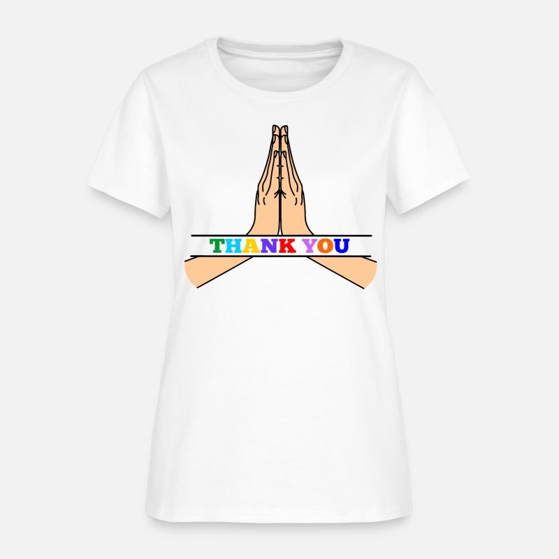 Namaste with colored text in recess 'THANK YOU'