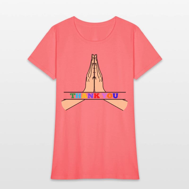 Namaste with colored text in recess 'THANK YOU'