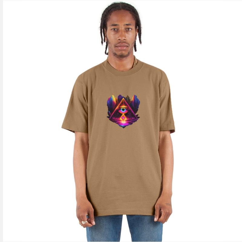 Neon All-Seeing Eye Pyramid for Spiritual and Meta