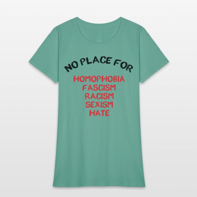 NO PLACE FOR HOMOPHOBIA FASCISM RACISM SEXISM HATE