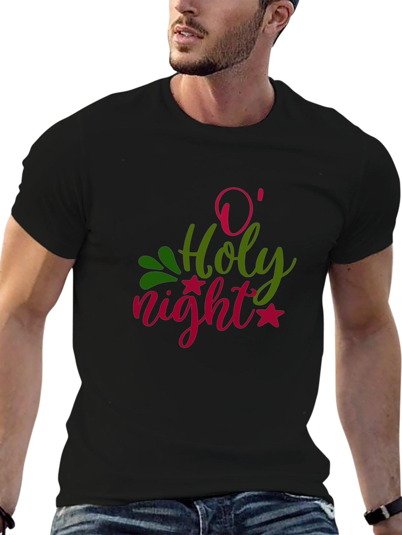 O Holy Night Graphic T-Shirt - Festive Holiday Apparel