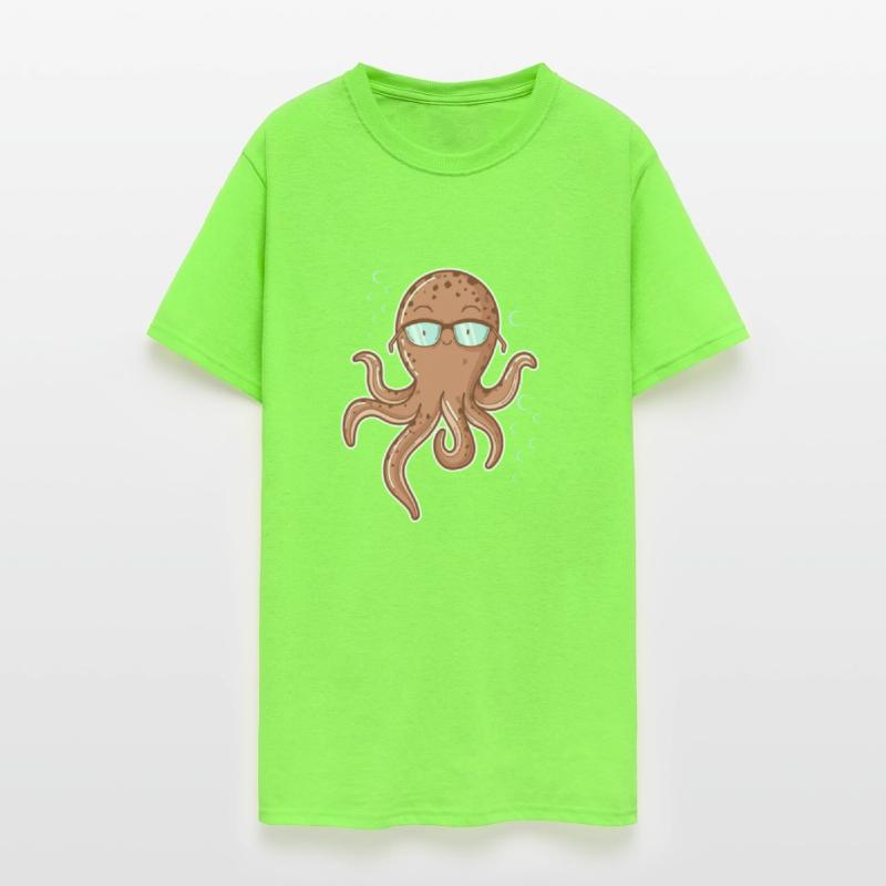 Octopus with Glasses as Nerd in the Water