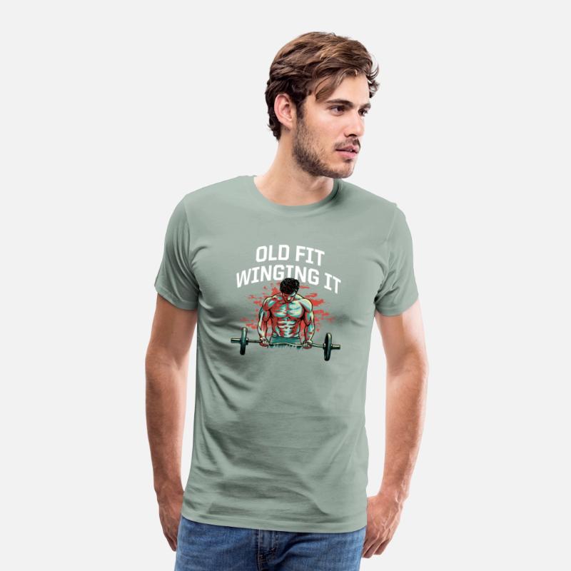 Old Fit Winging It Funny Workout Humor Gym Retired