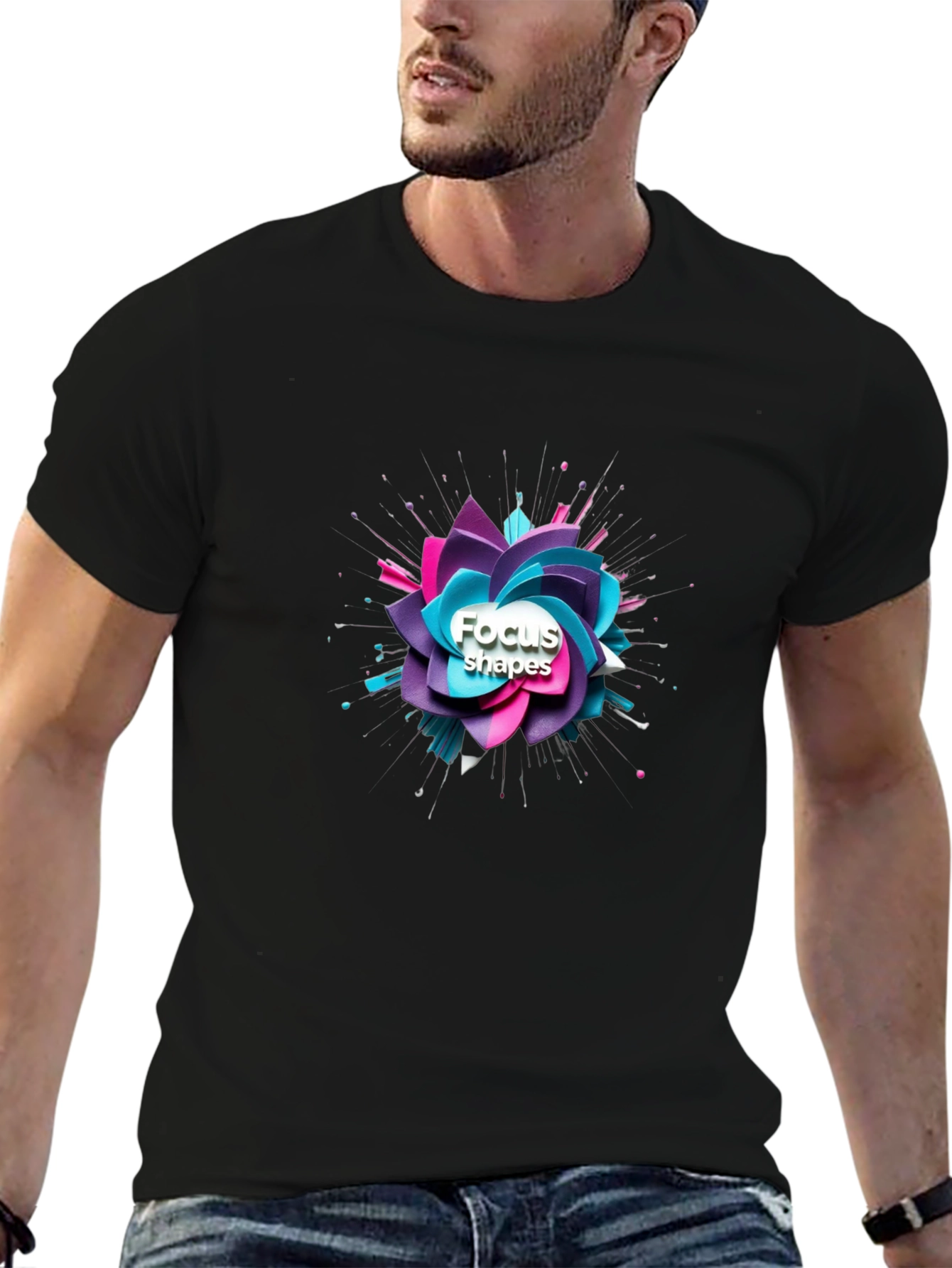 Focus Shapes Graphic Black T-Shirt