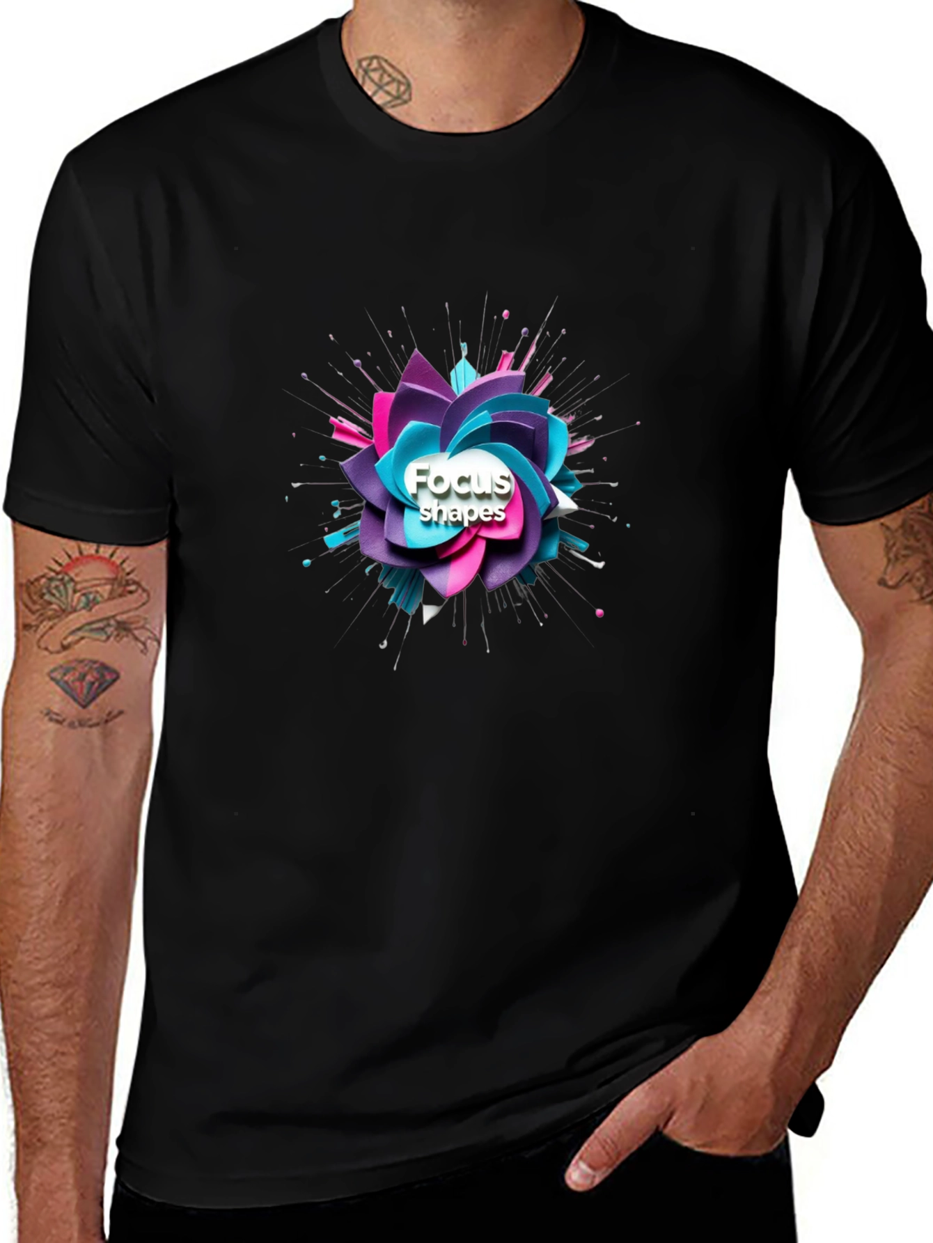 Focus Shapes Graphic Black T-Shirt