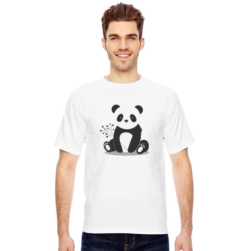 Panda bear holding a delicate branch with berries