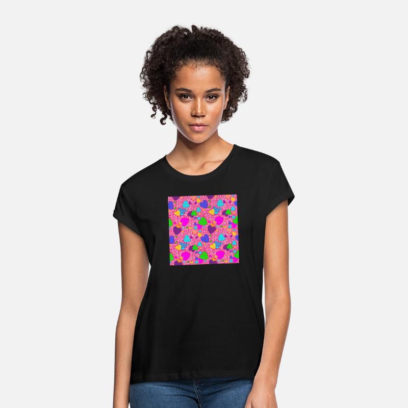 Pink Green Neon Love Hearts pattern