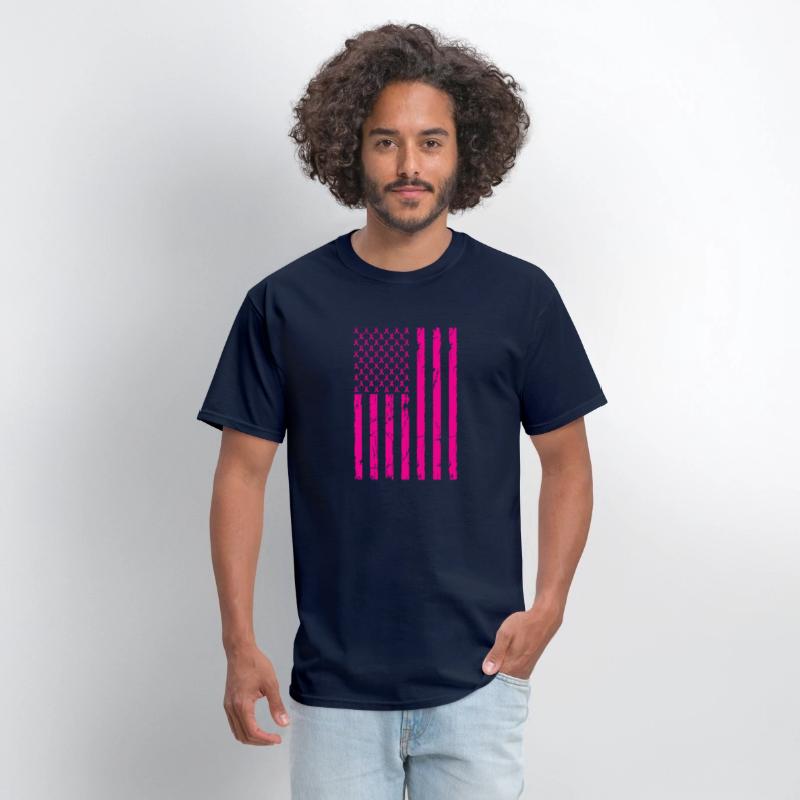 Pink Ribbon Cancer American Flag