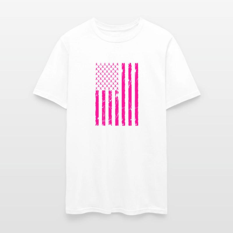 Pink Ribbon Cancer American Flag