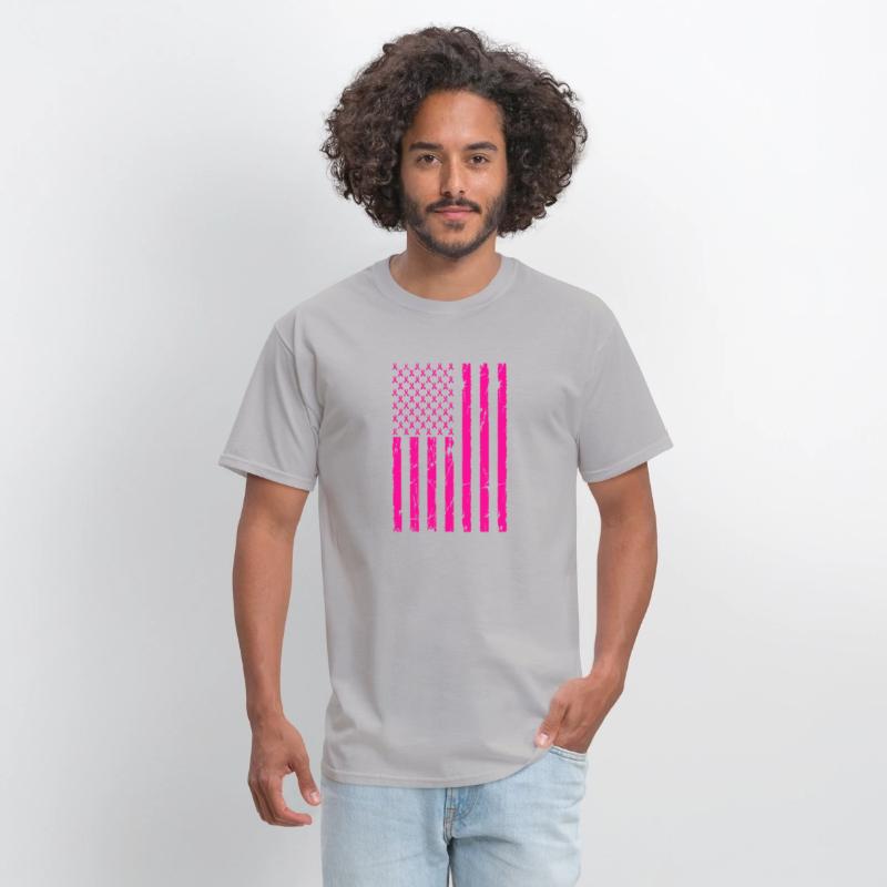 Pink Ribbon Cancer American Flag
