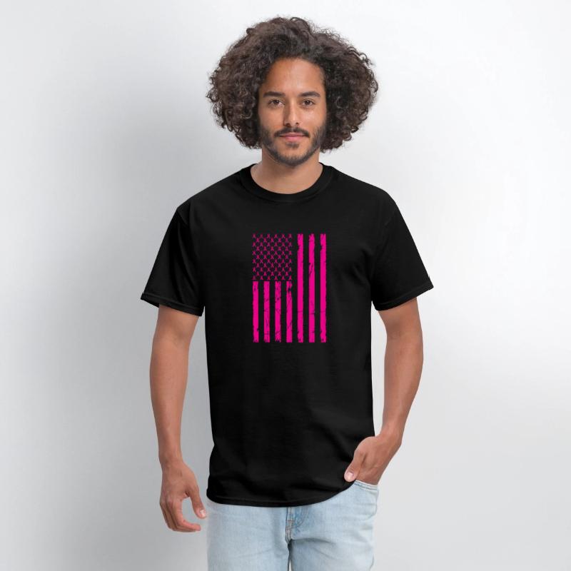 Pink Ribbon Cancer American Flag
