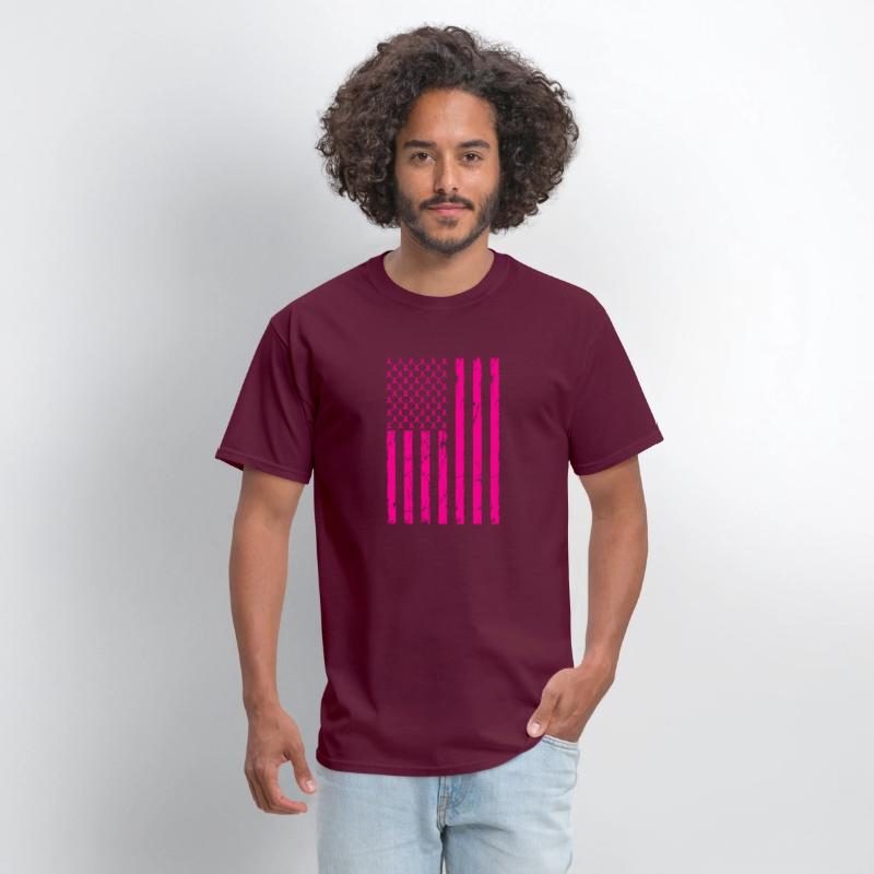 Pink Ribbon Cancer American Flag